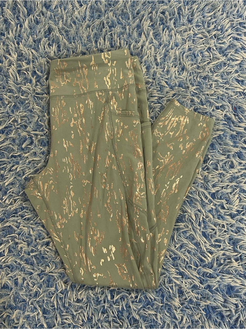 Avia teal leggings with gold speckled pattern